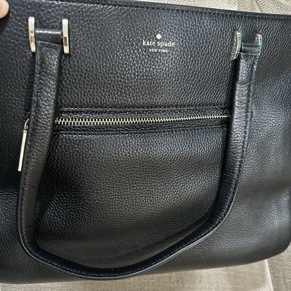 Kate Spade Dharma Hopkins Street Leather Tote Bag zippered - Black - Picture 3 of 4